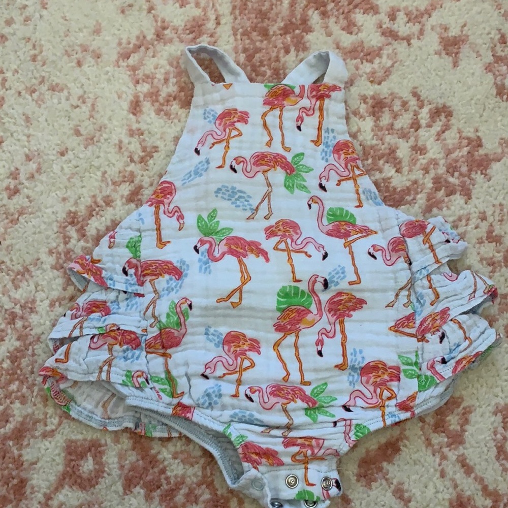 Mud Pie Flamingo Bubble Romper